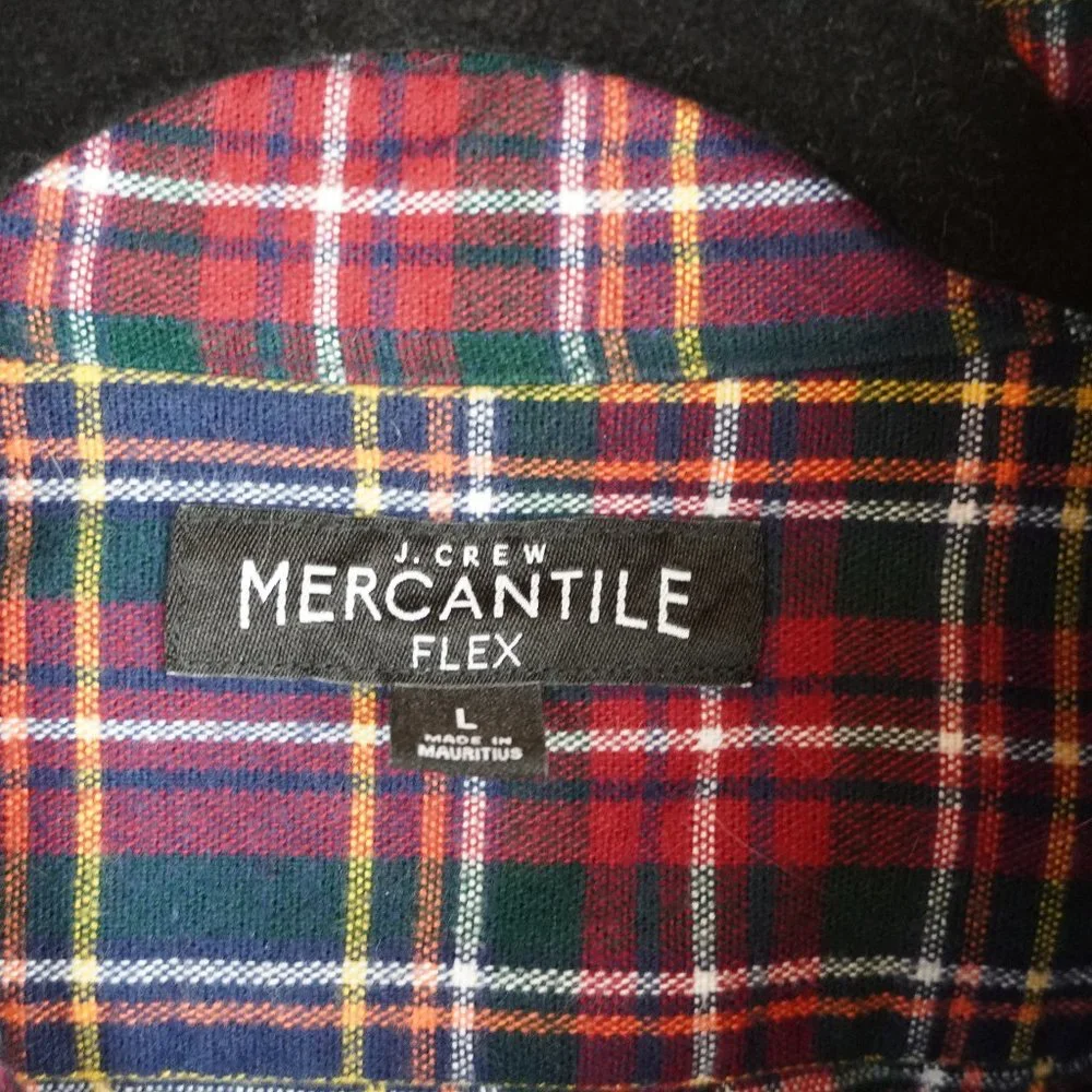 J Crew Mercantile Flex Red Blue Green Plaid Button Up Shirt Size‎ Large